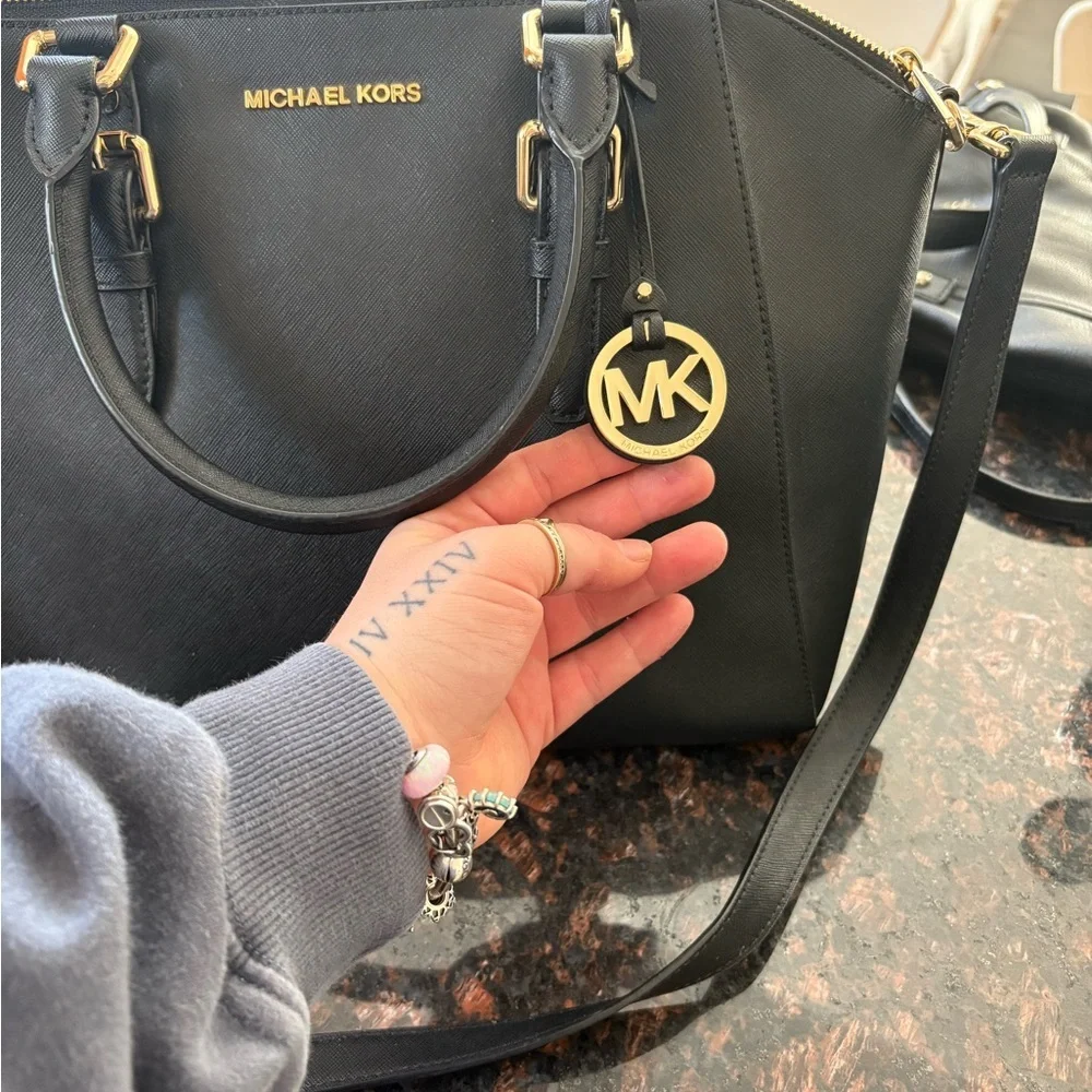 Michael Kors Black Satchel with Gold Accents - Picture 6 of 6